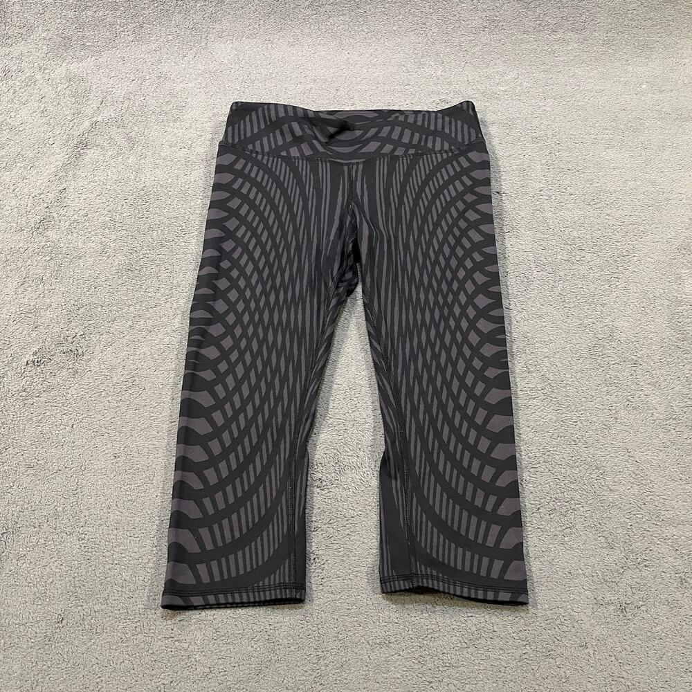 Alo Yoga Goddess Crop Black Gray Optical Geometric Illusion Leggings Womens Sz M
